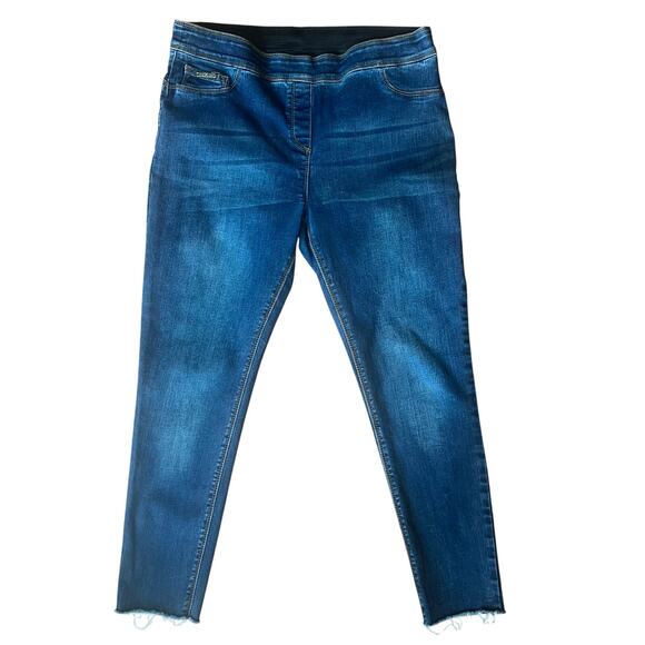 Coco + Carmen Dark Blue Stretchy Denim Pull On Jeans Size Large - Picture 1 of 9
